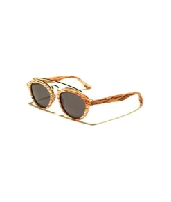 Women'S Round Wood Sunglasses, Lifetime Guarantee