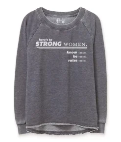 Women'S Soft Burnout French Terry Graphic Pullover | Here'S To Strong Women