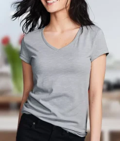 Women'S Soft Lightweight Marled V-Neck T-Shirt