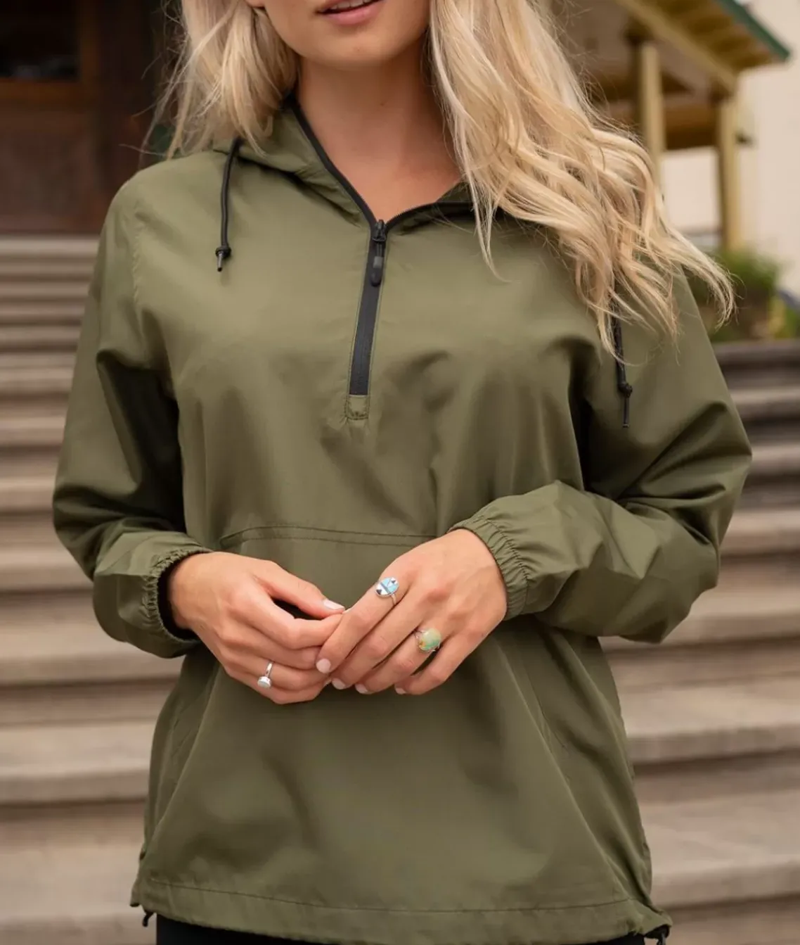Women'S Soft Lightweight Oversized Half-Zip Pullover Windbreaker Anorak