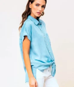 Women'S Tie Front Tencel Shirt/Discontinued
