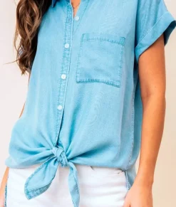 Women'S Tie Front Tencel Shirt/Discontinued