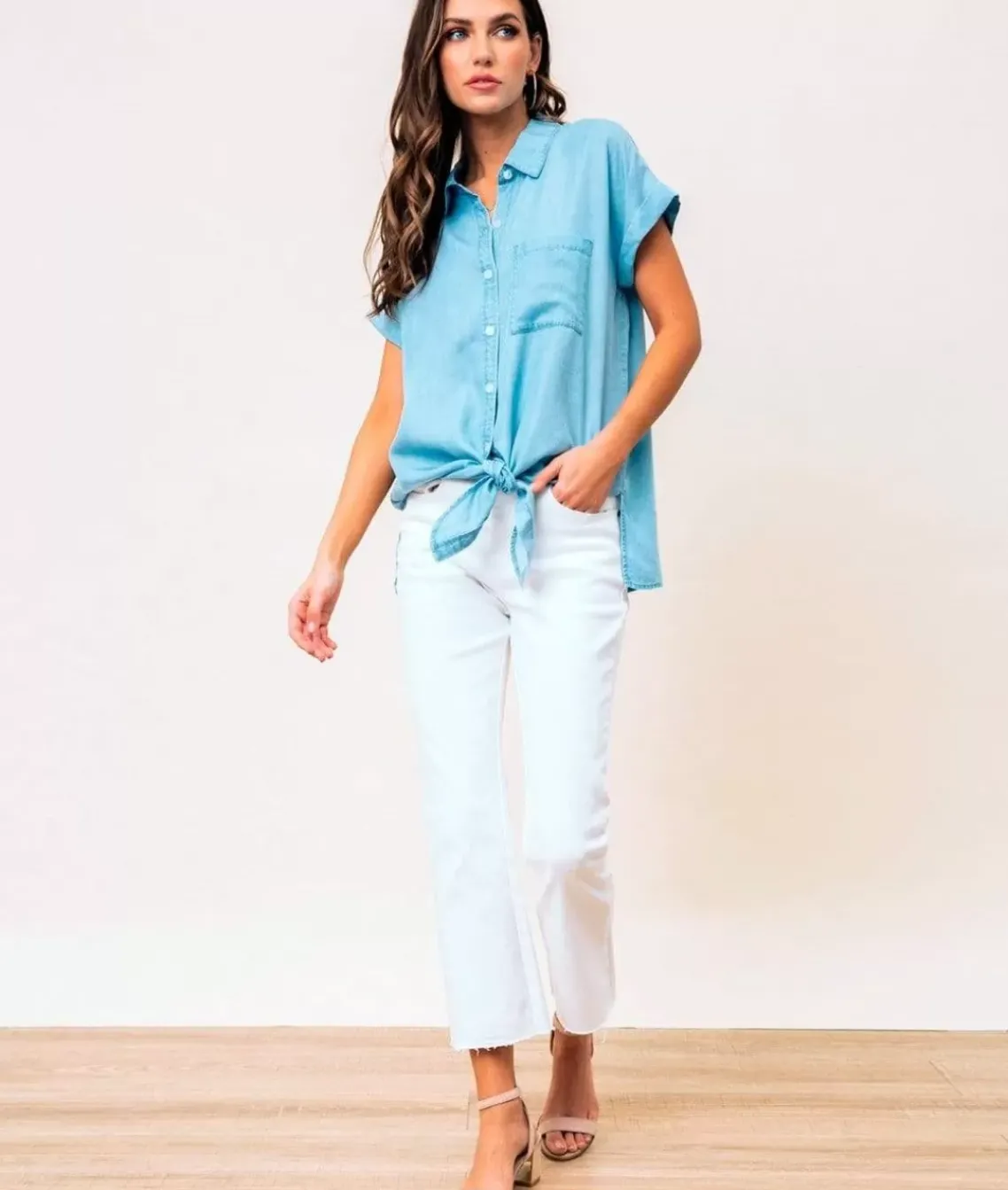 Women'S Tie Front Tencel Shirt/Discontinued